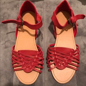 Red flat sandals