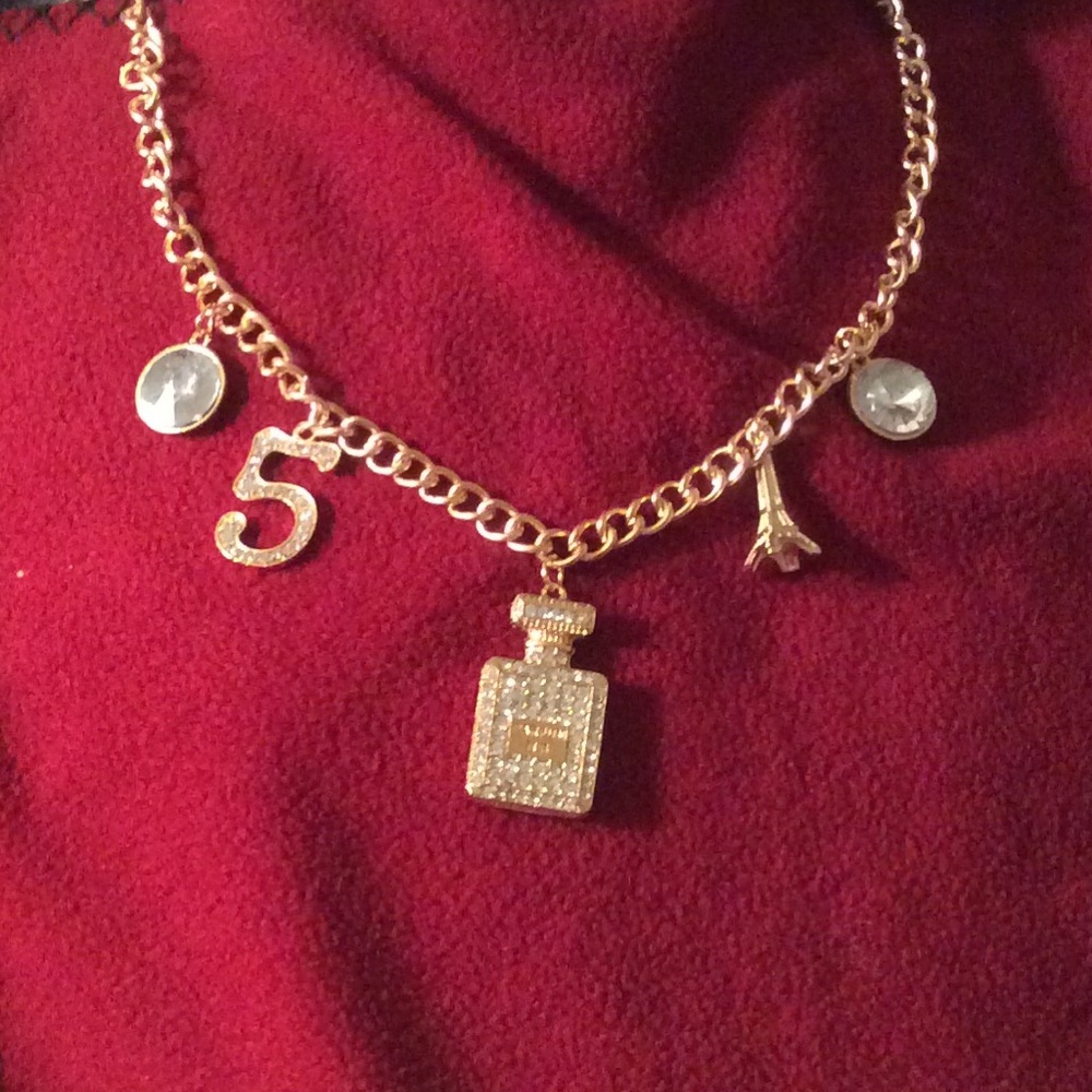 Chic Paris Necklace-Perfume bottle, Eiffel Tower,