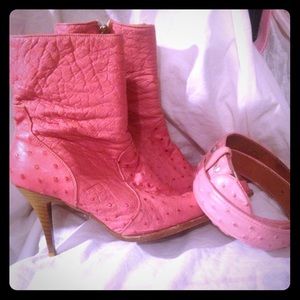 Ostrich boots& matching belt