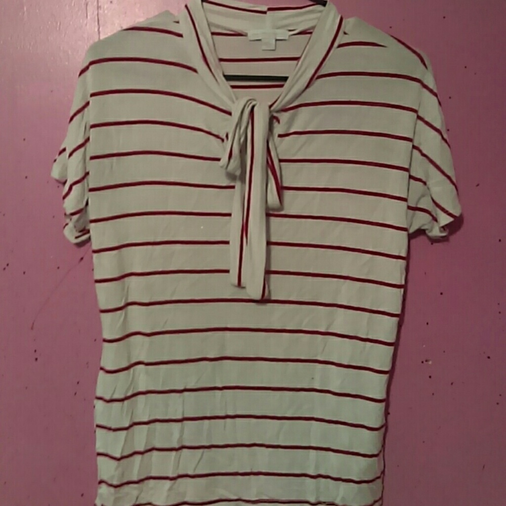 New York & Company red and white striped shirt XS
