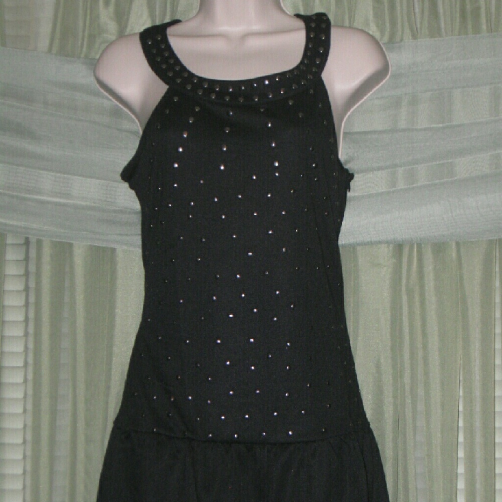 Tank Top Black Mini A-Line knobbed dress
