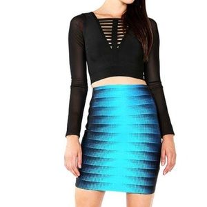 Chic illusion side bandage mini skirt