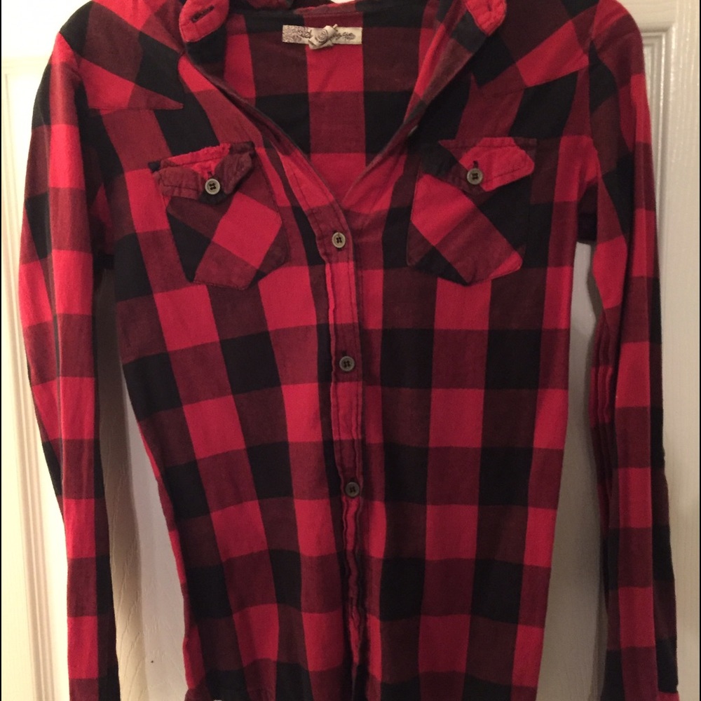 Red Plaid Button Down Shirt