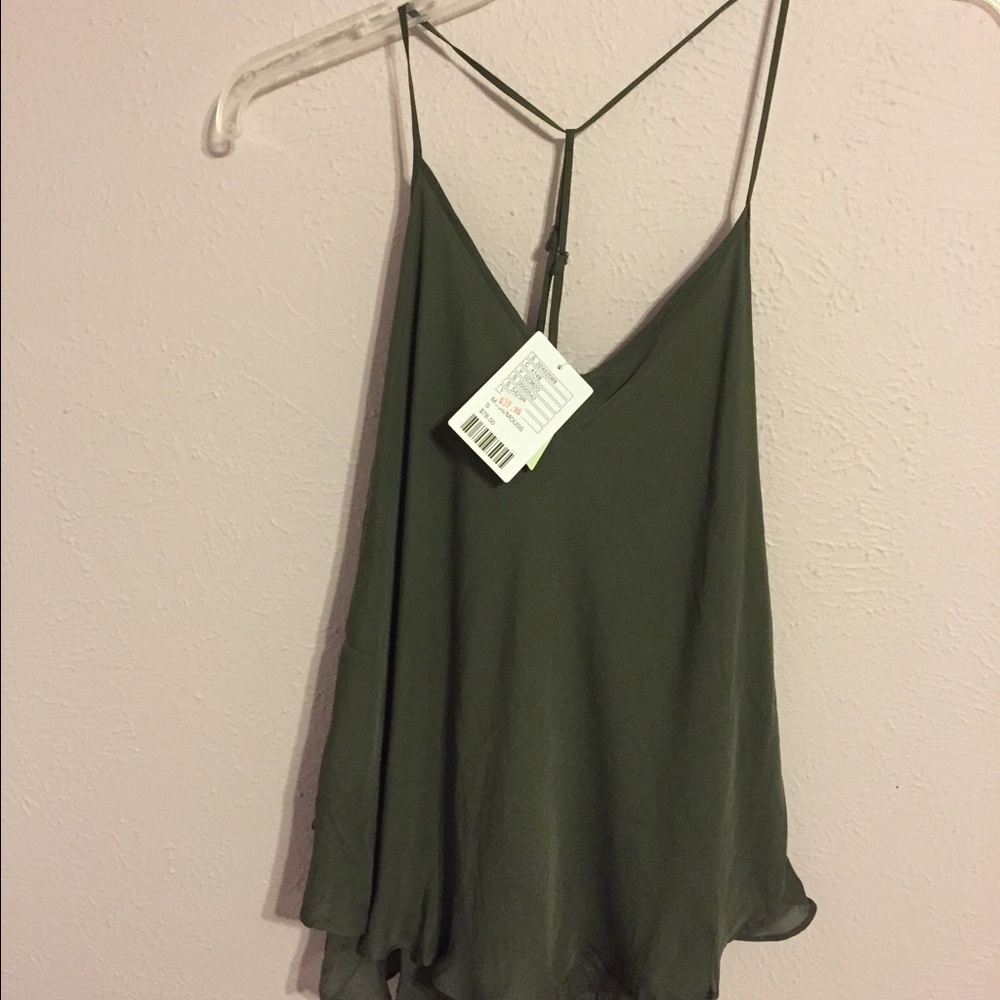 Army Green Silk Tank