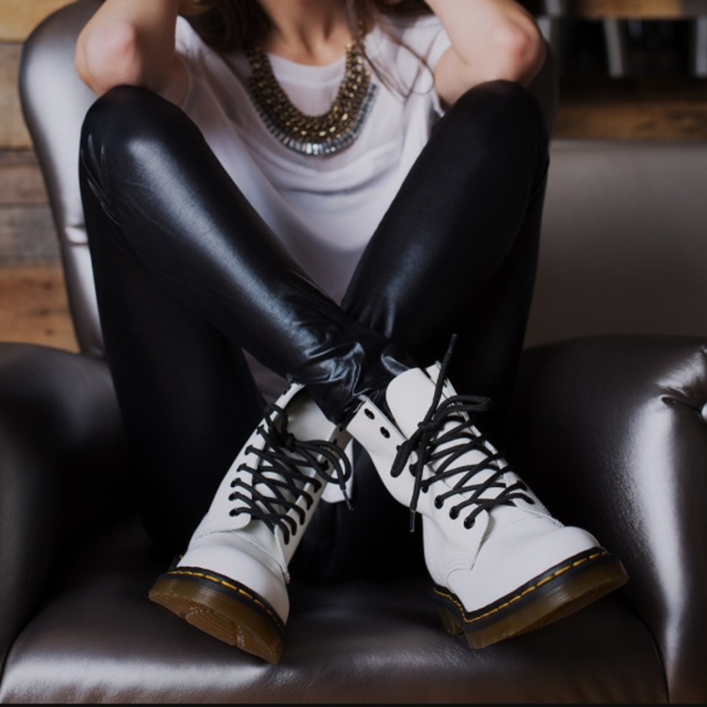 White Dr. Martens 1460 Patent Boots