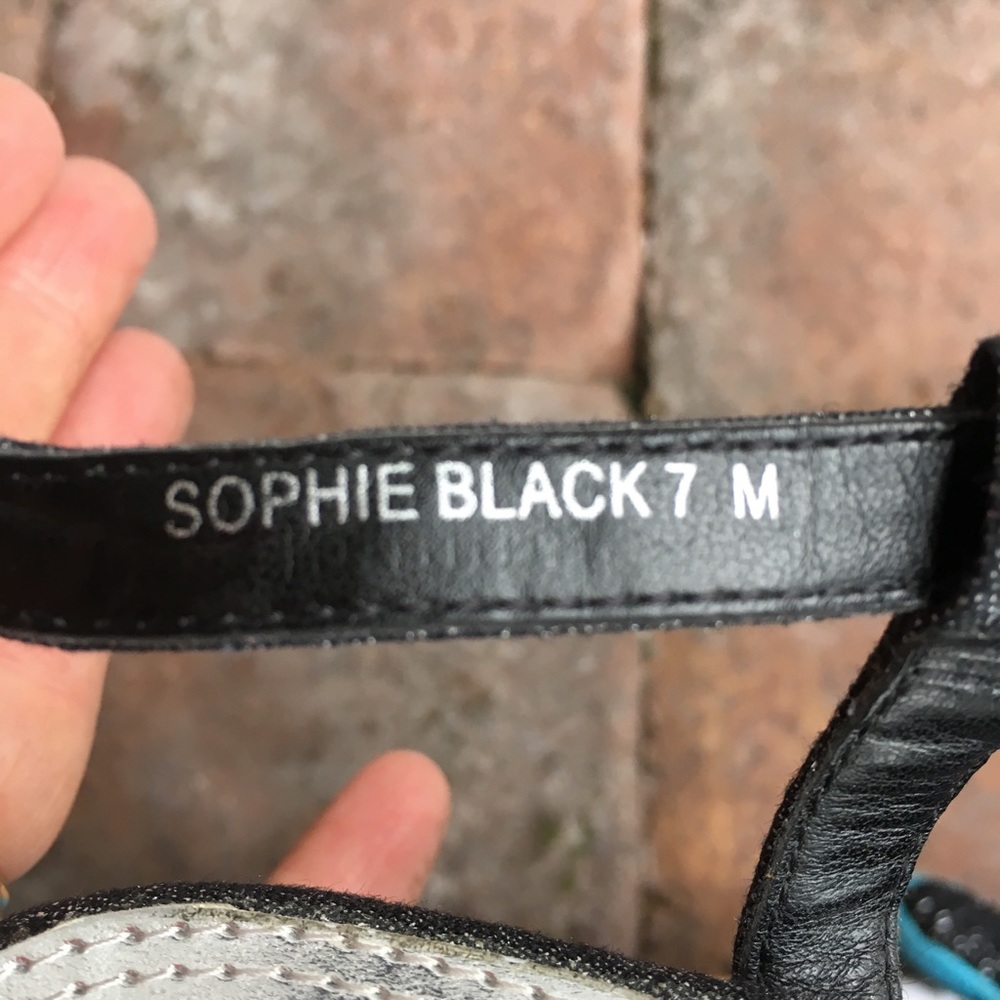 Sophie metallic black espadrille t strap sandal - Picture 4 of 4