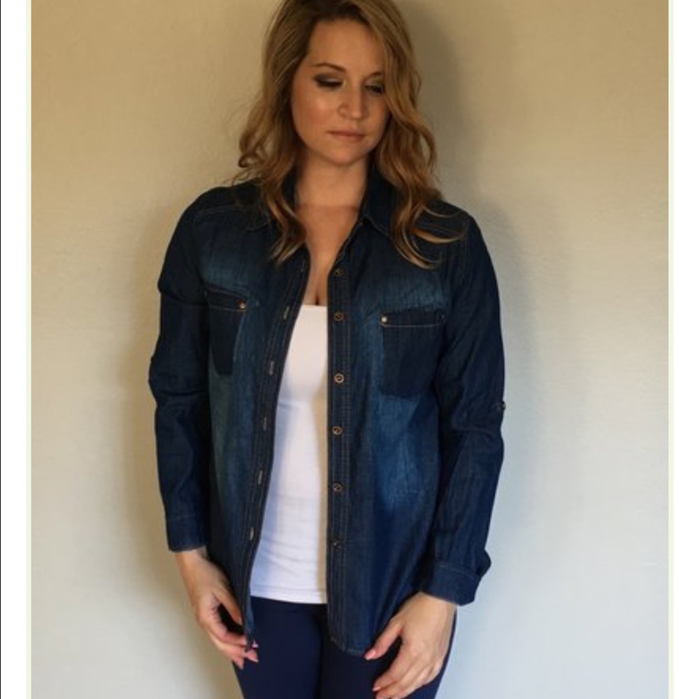 Chambray Button Down Top!