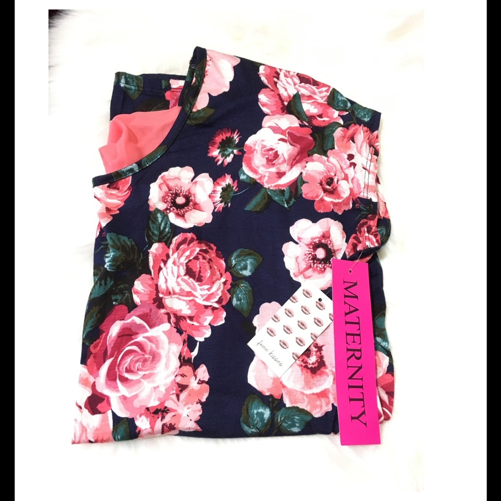 SALE Adorable Floral Back Bow Maternity Top L NWT - Picture 4 of 4