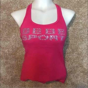Bebe Sport rhinestone cross back tank S