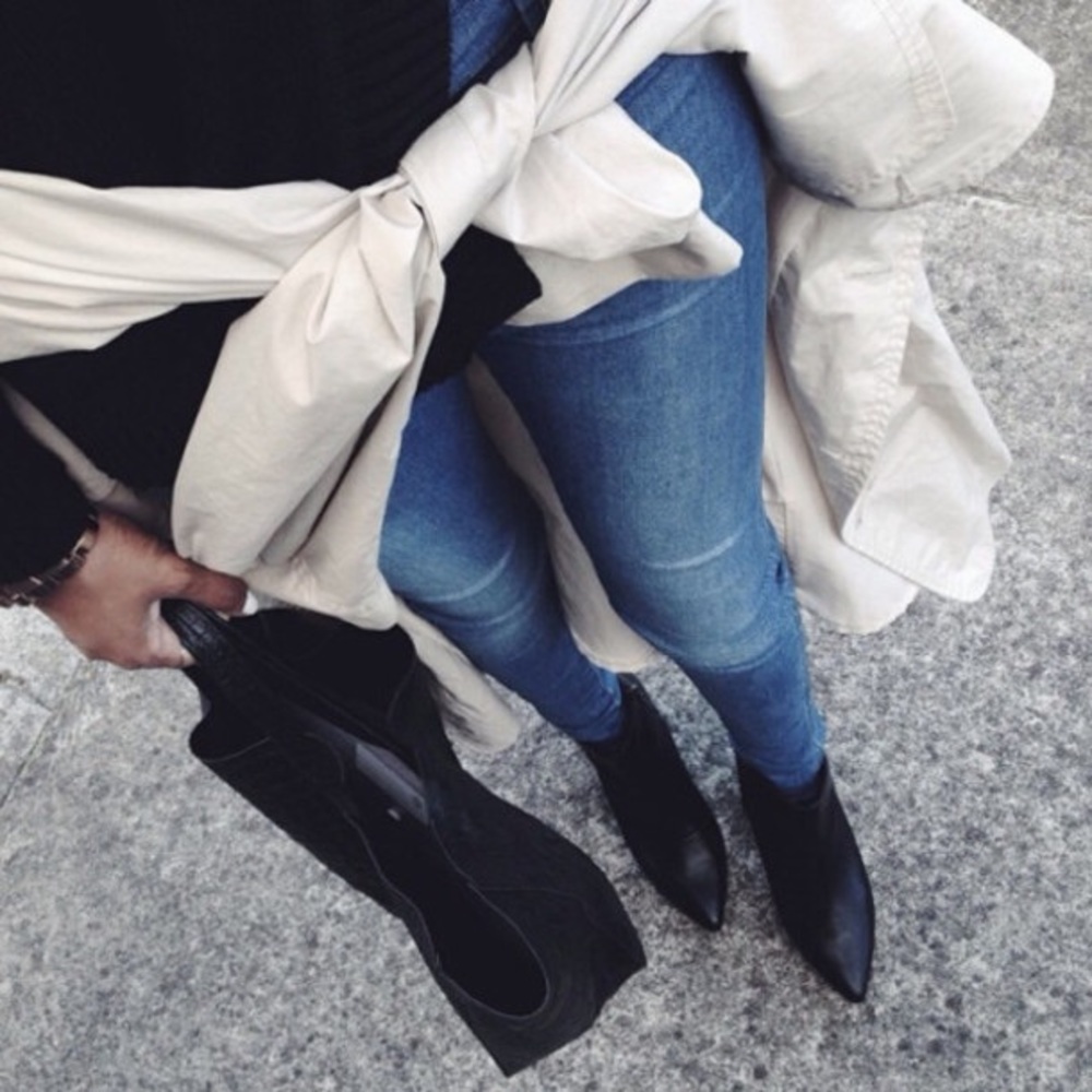 Black Leather stiletto booties