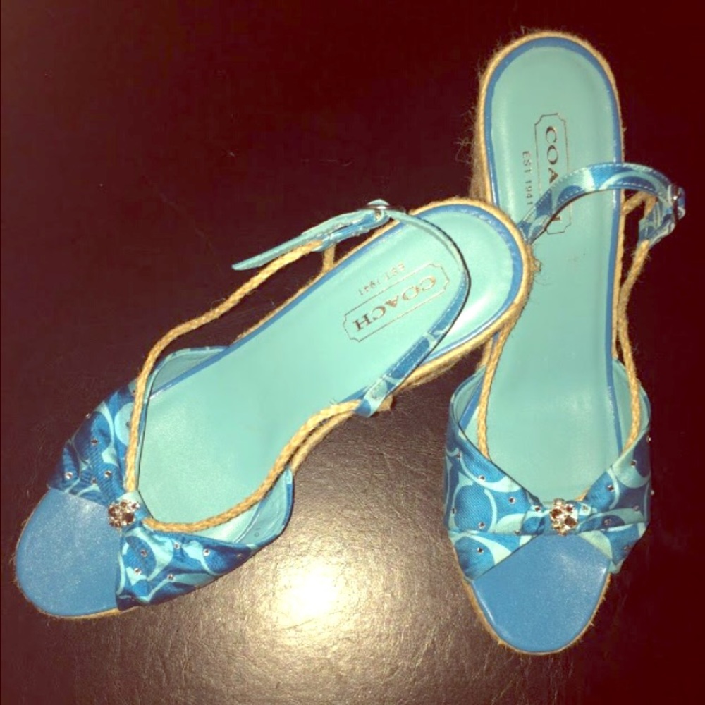 Gorgeous turquoise & blue coach wedges