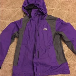 Purple northface rain jacket