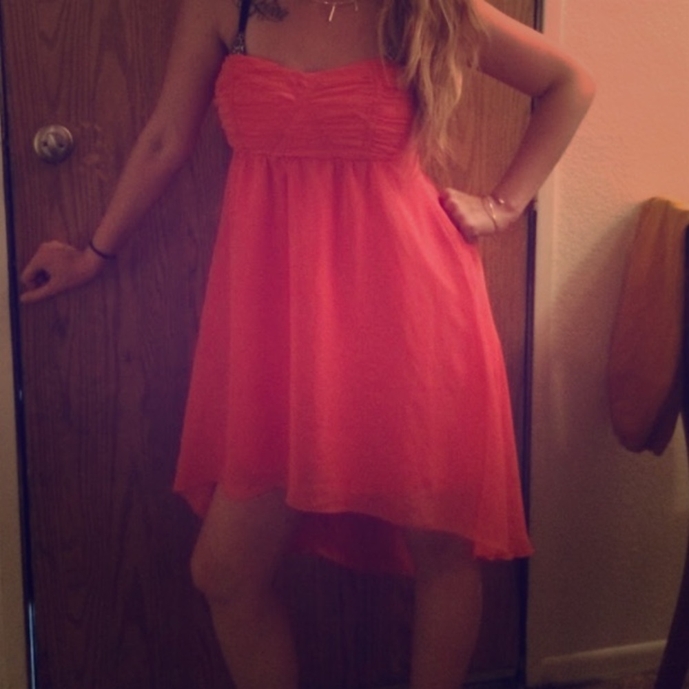 Coral high low dress