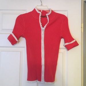 Cute pink sweater with sparkly zipper!