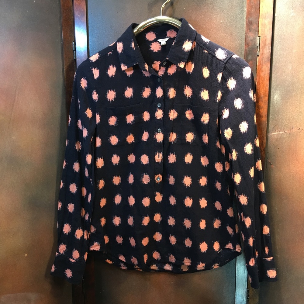 J Crew Cotton Tunic Black Peach Size 2