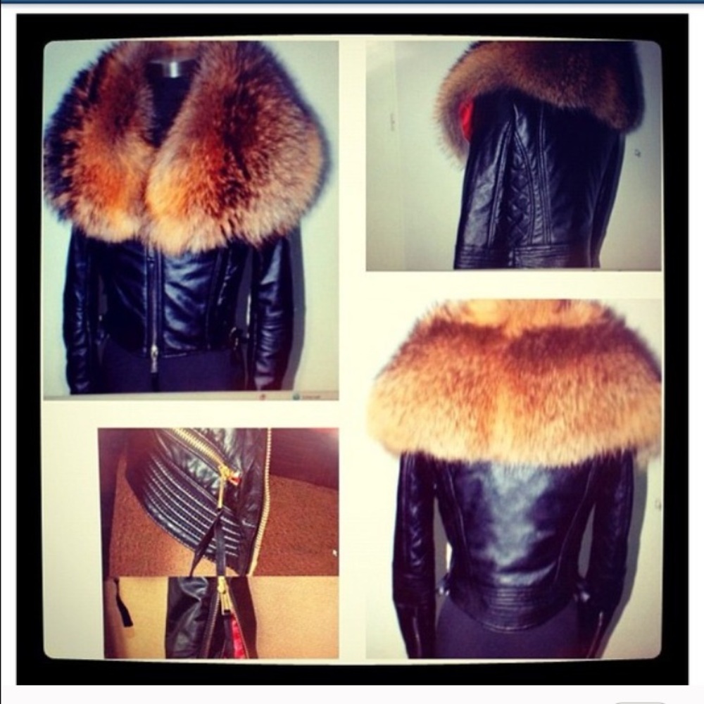 Leather Crop Jacket w/ Full detachable Fur Collar