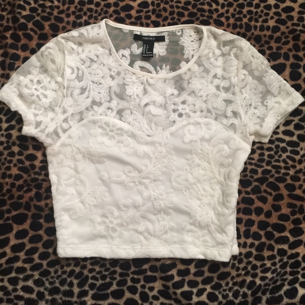 Forever 21 white lace crop top