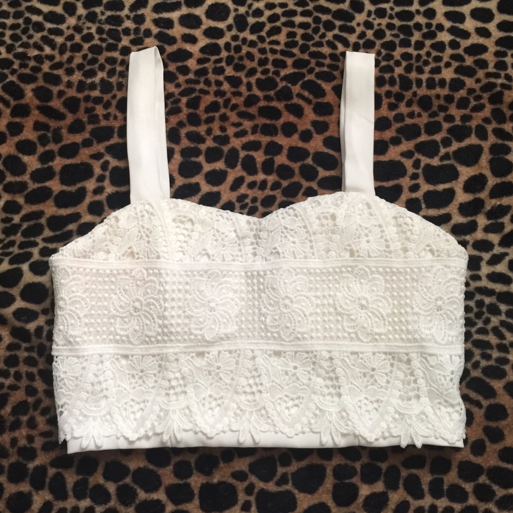 White lace crop top