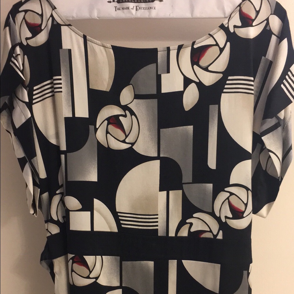 White House Black Market Silk Dolman Top with Tie