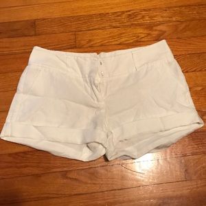 White linen shorts
