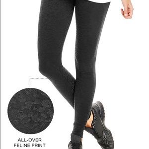 Lorna Jane feline print black tights