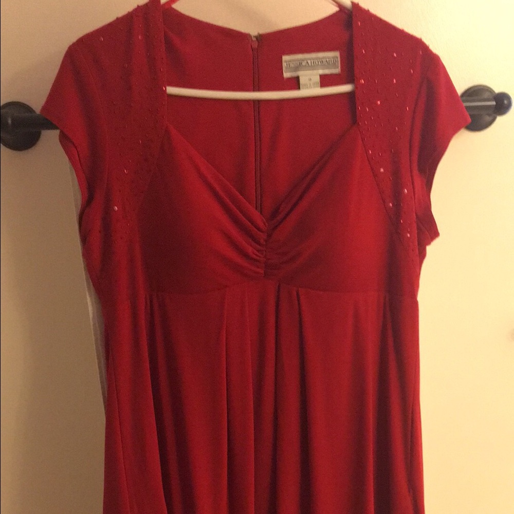 Jessica Howard red bubble hem cocktail dress 14
