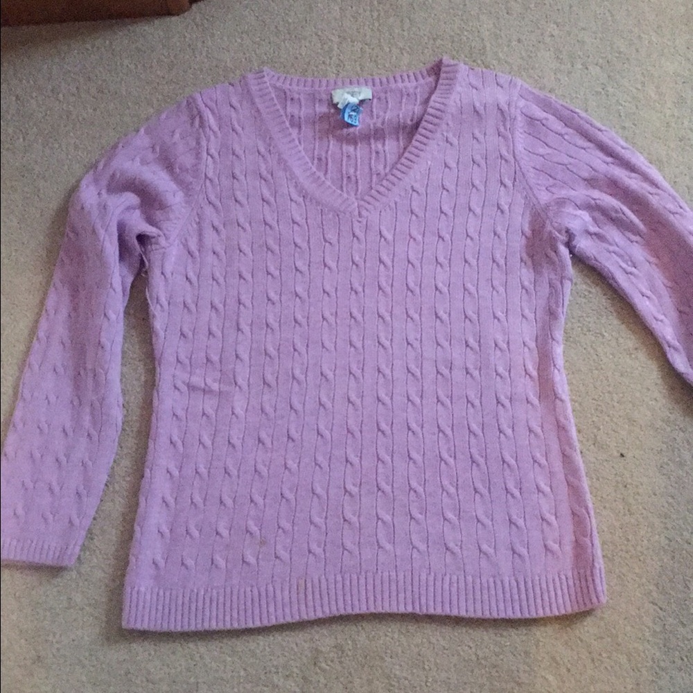Ann Taylor LOFT lavender cable knit sweater