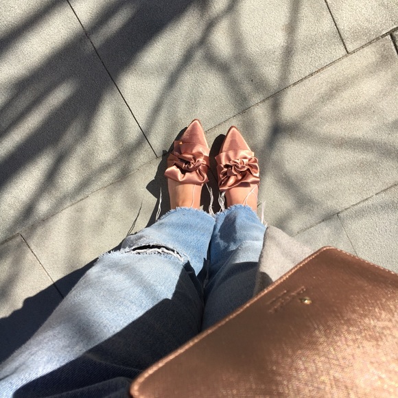 🆕HP✨Fiona Satin Mule Slides Pointy Toe with a Bow - Picture 8 of 8