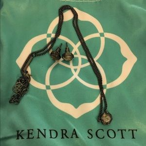 Gunmetal Necklace/Earrings in Mirror Rock Crystal