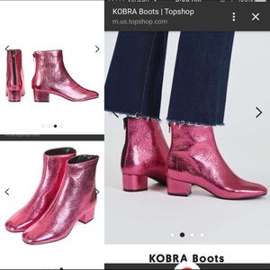 Topshop Pink Metallic KOBRA Boots- 7.5