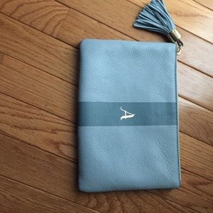 G.Ill genuine Blue leather A clutch