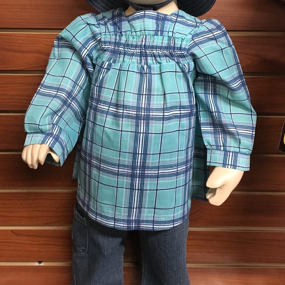 Baby outfit plaid top paired with Denim pants
