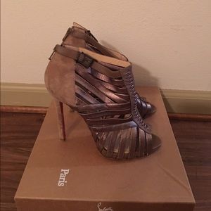 Christian Louboutin Caged Suede Booties 38