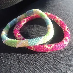 (2) Sashka Co. Glass Beaded Bracelets from Nepal