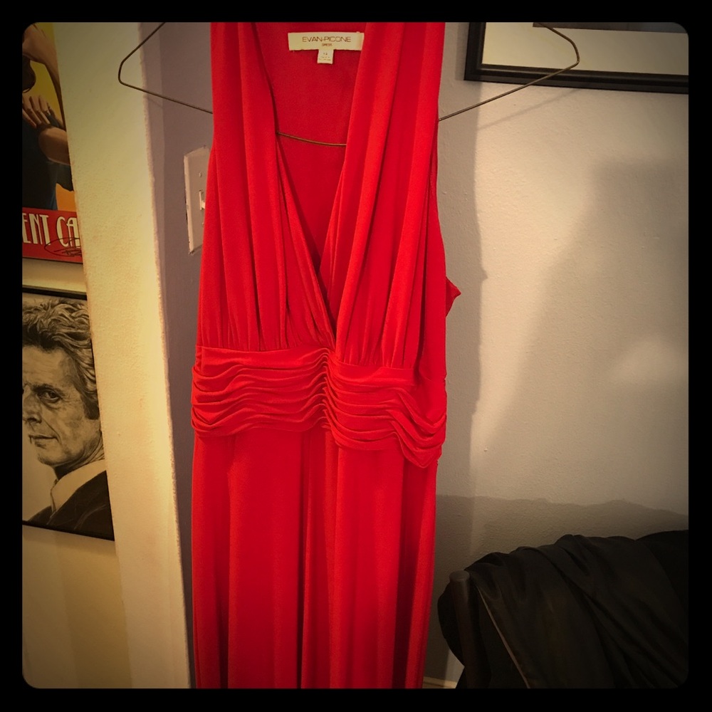 Evan Picone red halter dress