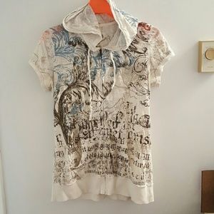 Tunic burn out zip up