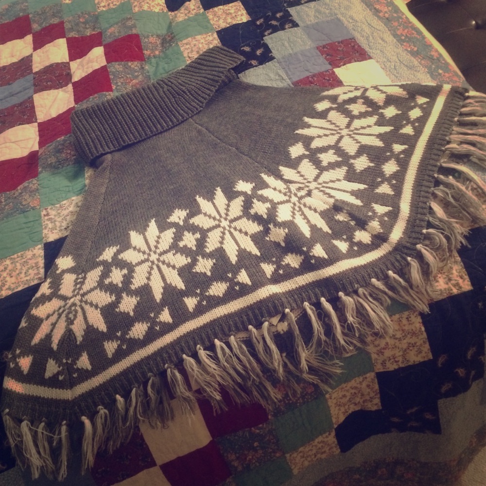 Cowl-Neck Cape Sweater