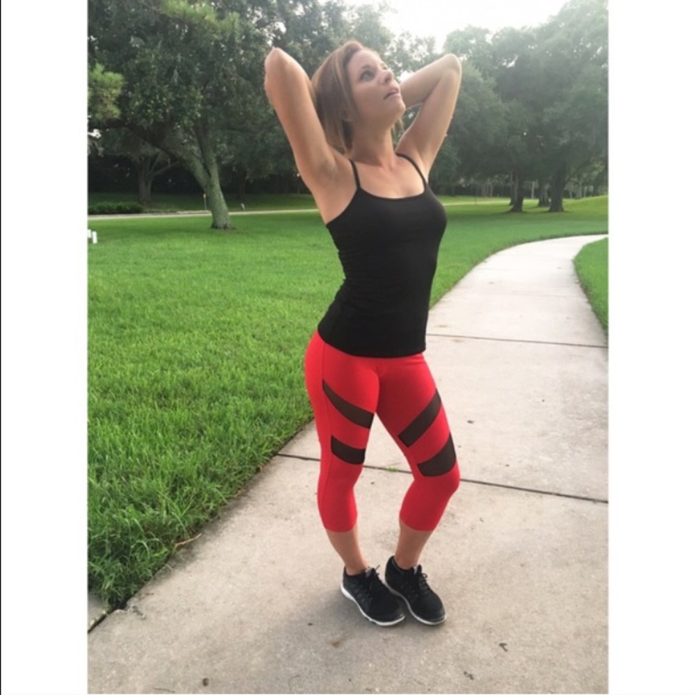 Red yoga pants