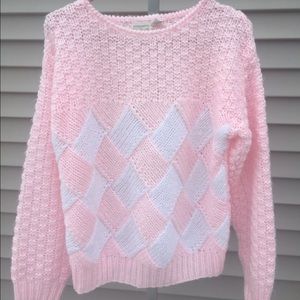 Small Pink and White Airy Chunky Pastel Sweater