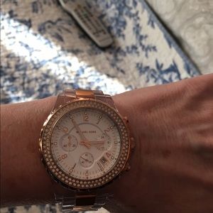 Michael Kors watch, gold and clear band