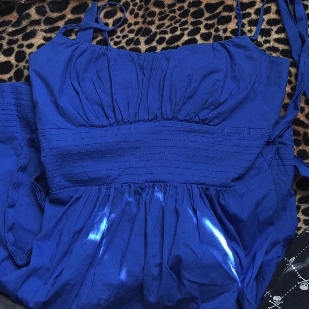 B. Darling blue strapless sundress