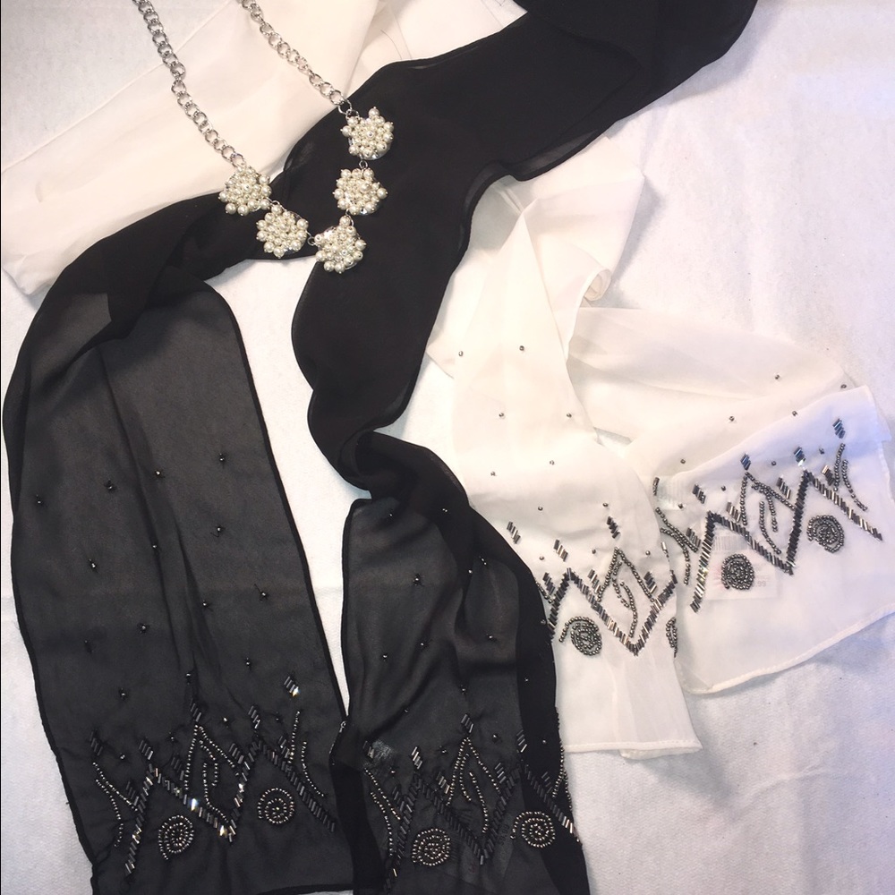 **FREE NECKLACE included**scarfs-1 black 1 white