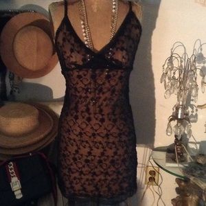 Small black sexy lace slip dress