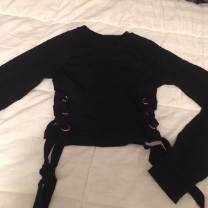 Cropped lace up sided top