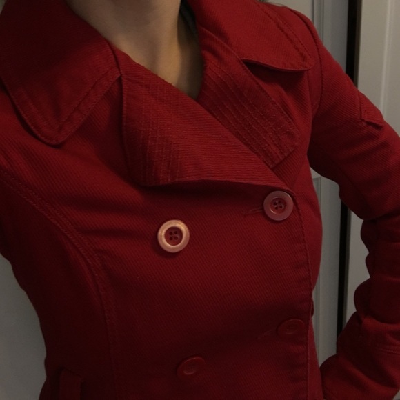 ❤Classic red pea coat style jacket ❤ - Picture 5 of 5
