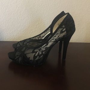 Black lace high heels. Size 7 1/2.