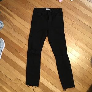 Madewell High Rise Black Skinny Jeans Distressed