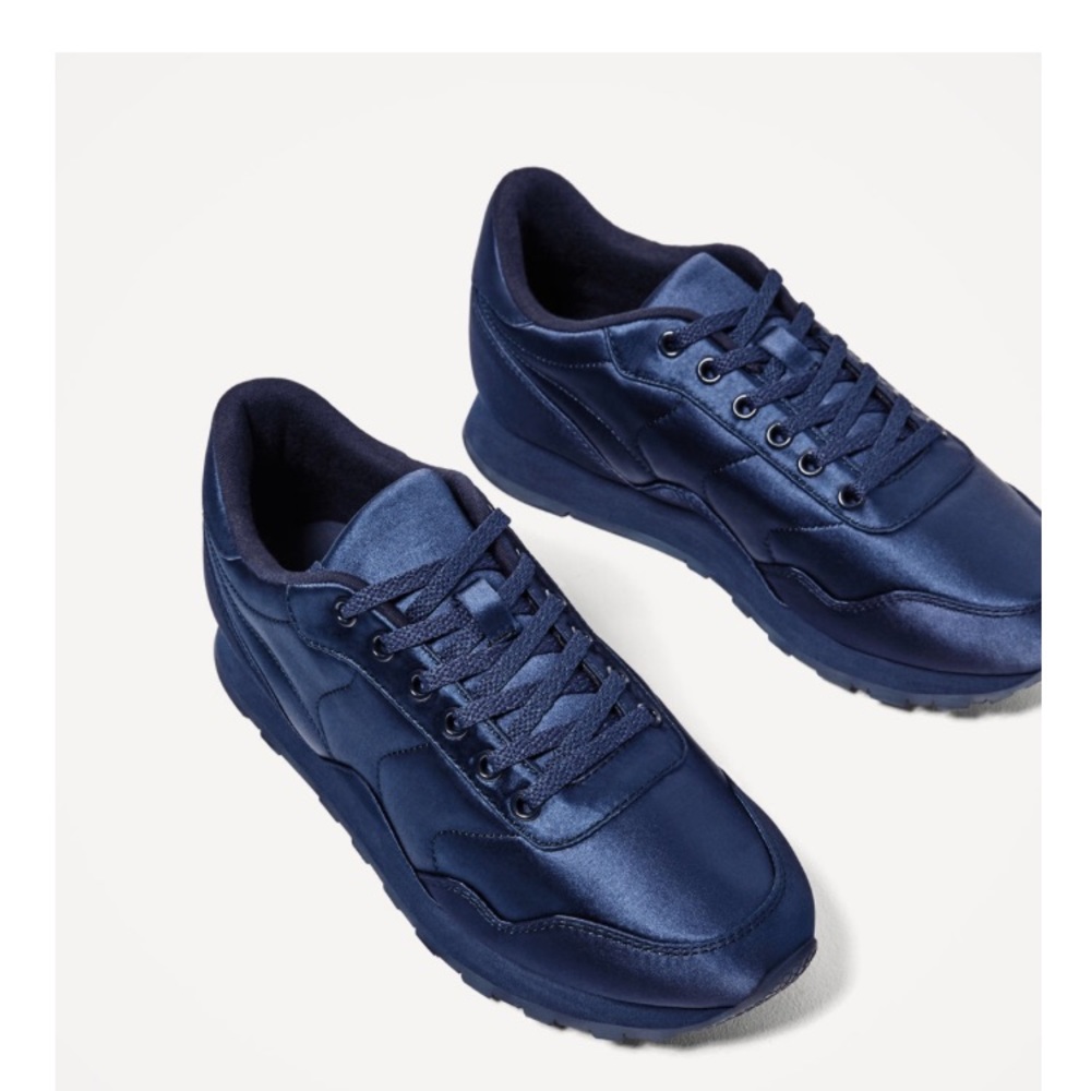 Zara satin blue sneakers