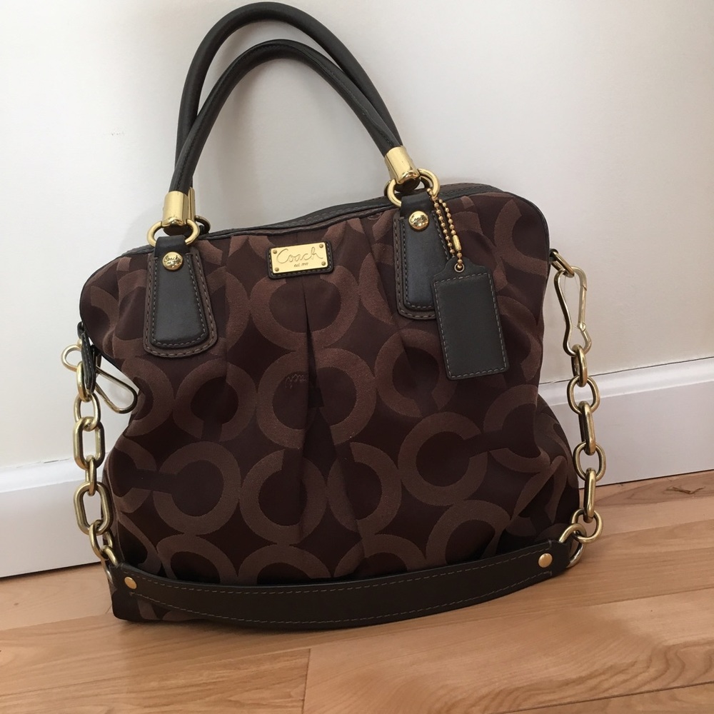 Coach Kristin Op Art Sateen Pleated Satchel