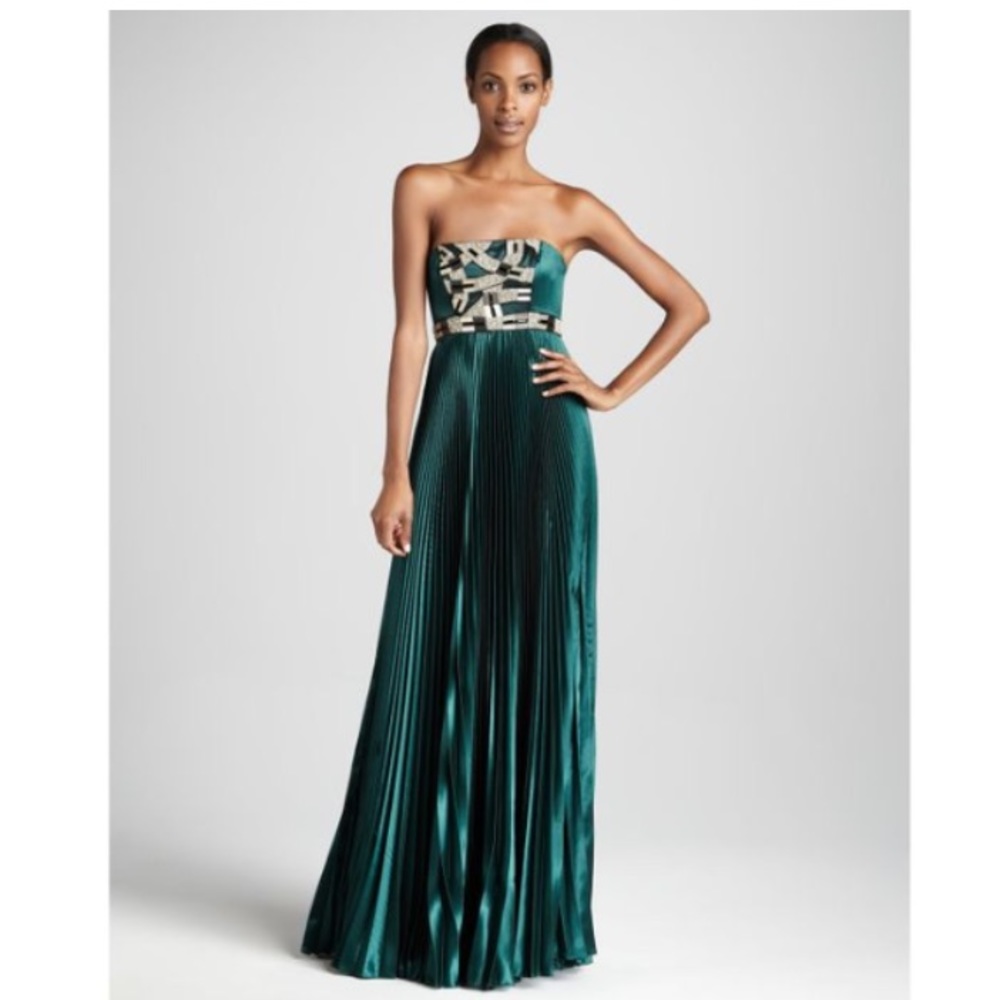 Theia Strapless Beaded Gown